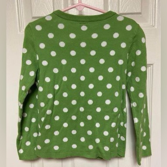 Green & White Polka Dot Kids Cardigan 5T - Picture 2 of 5